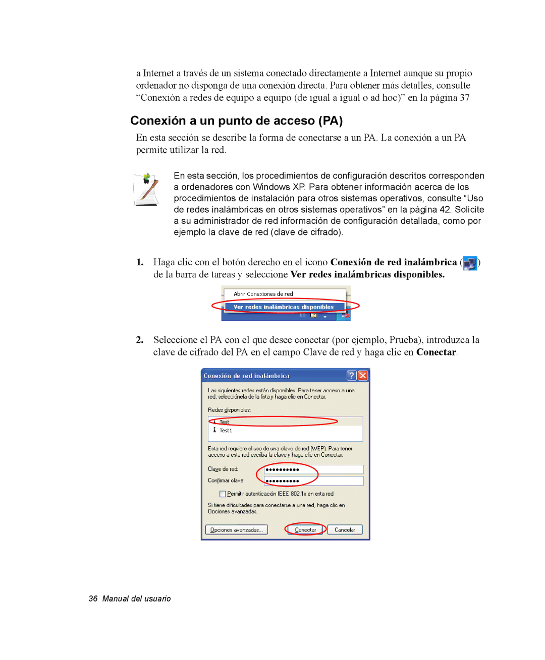 Samsung NX05RH2WNE/SES, NX05RH0AAJ/SES, NX05PRC003/SES, NX05CH4PD4/SES, NX05CH54BC/SES manual Conexión a un punto de acceso PA 