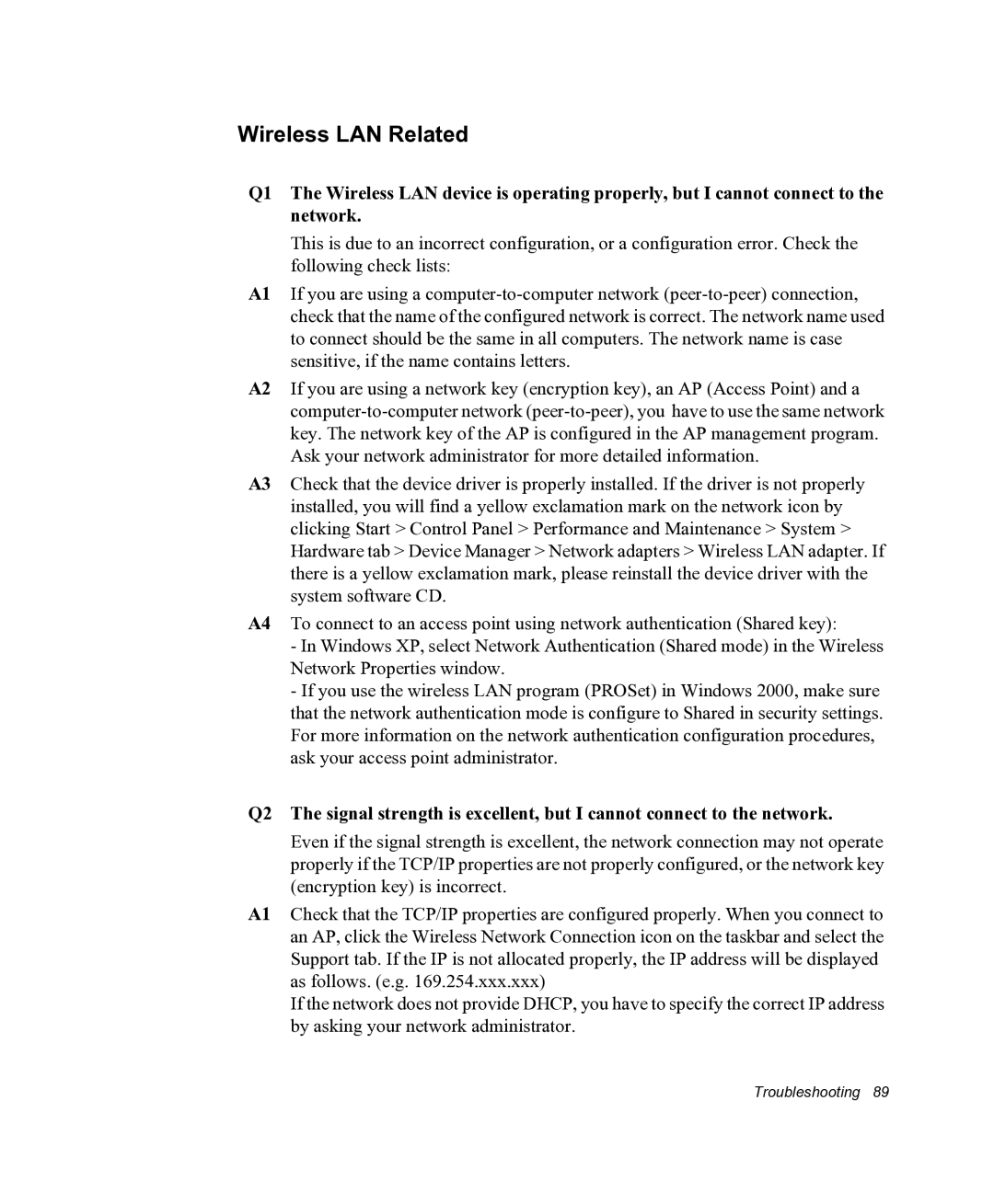 Samsung NX05RHZBTC/SUK, NX05PRC000/SEG manual Wireless LAN Related 