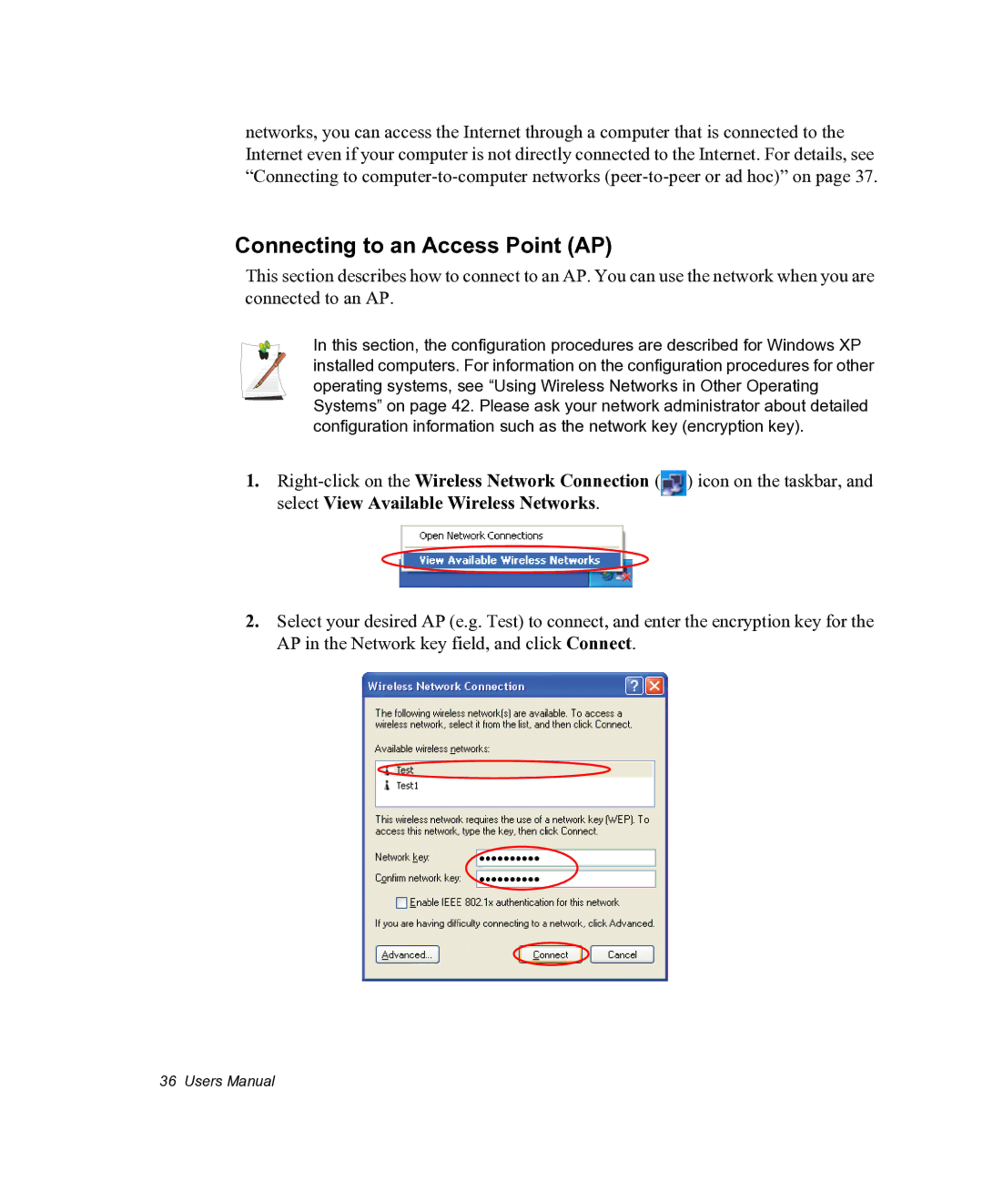 Samsung NX05PRC000/SEG, NX05RHZBTC/SUK manual Connecting to an Access Point AP 