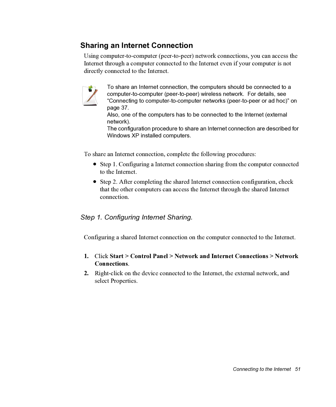 Samsung NX05RHZBTC/SUK, NX05PRC000/SEG manual Sharing an Internet Connection, Configuring Internet Sharing 