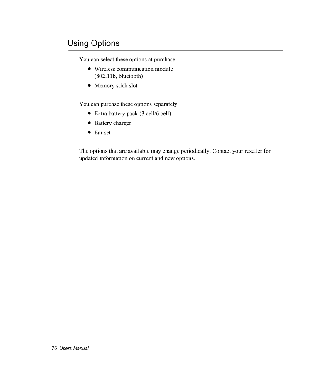 Samsung NX05PRC000/SEG, NX05RHZBTC/SUK manual Using Options 