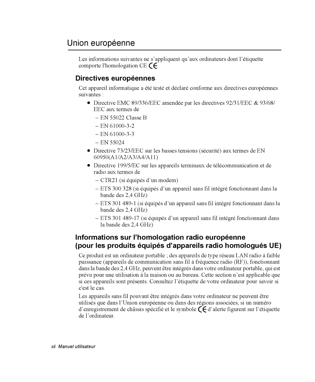 Samsung NX05RP2RBC/SEF, NX05RP2PMA/SEF, NX05BP1VM2/SEF, NX05BP1VP6/SEF manual Union européenne, Directives européennes 