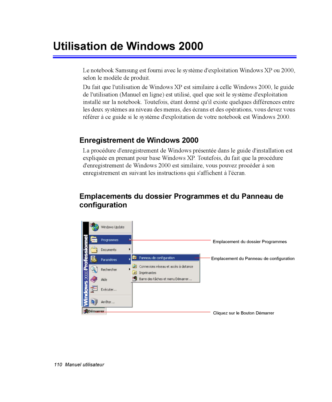 Samsung NX05RP12K4/SEF, NX05RP2PMA/SEF, NX05BP1VM2/SEF, NX05BP1VP6/SEF Utilisation de Windows, Enregistrement de Windows 