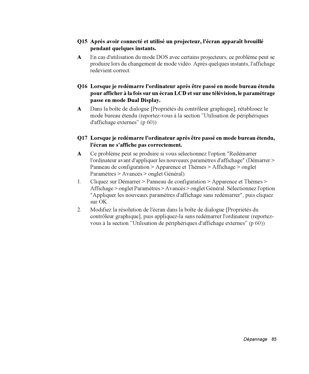 Samsung NX05PRT001/SEF, NX05RP2PMA/SEF, NX05BP1VM2/SEF, NX05BP1VP6/SEF, NX05RP2RBC/SEF, NX05TPBFTJ/SEF manual Dépannage 