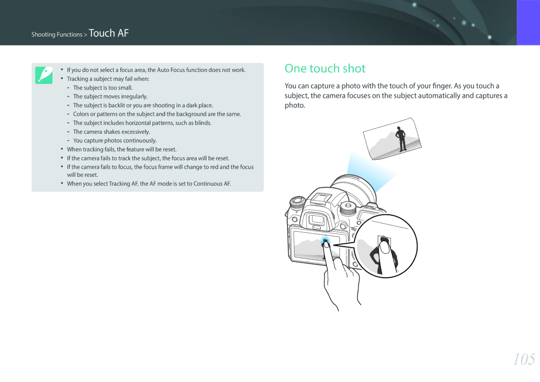 Samsung NX1 user manual 105, One touch shot 