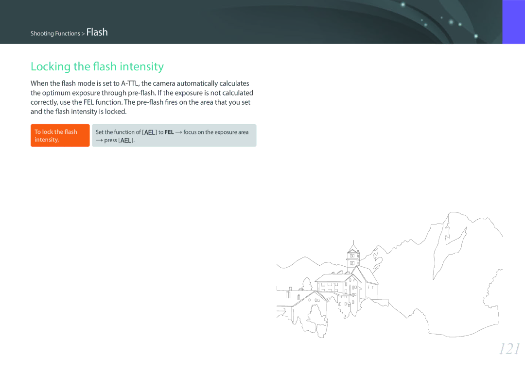 Samsung NX1 user manual 121, Locking the flash intensity 