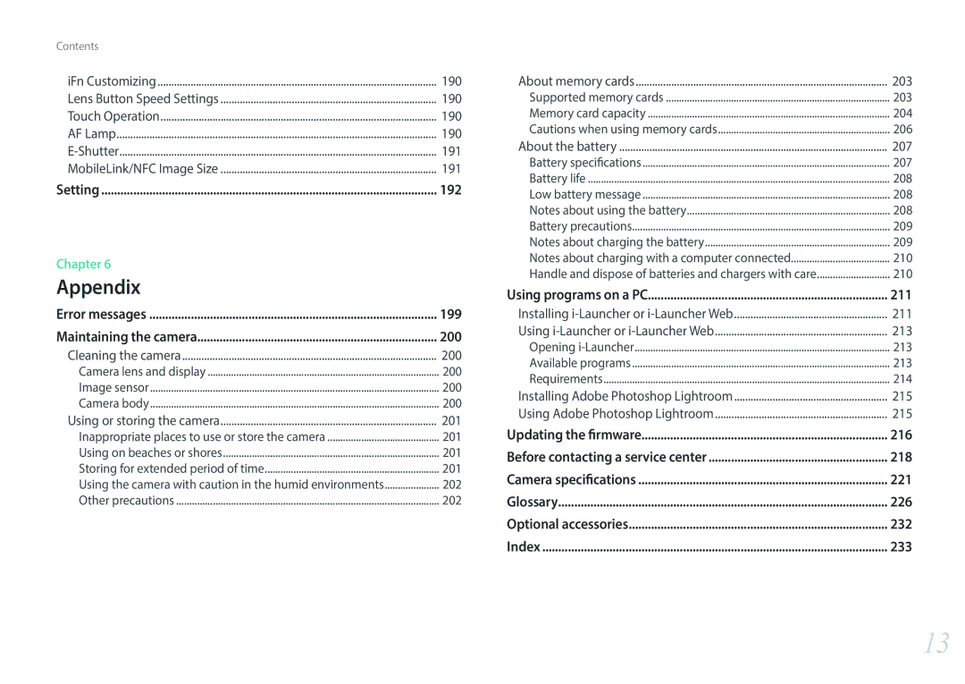 Samsung NX1 user manual 190, 191 