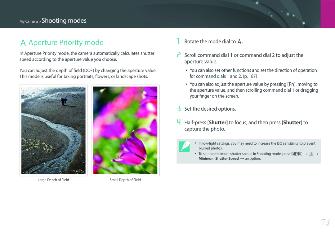 Samsung NX1 user manual Aperture Priority mode 