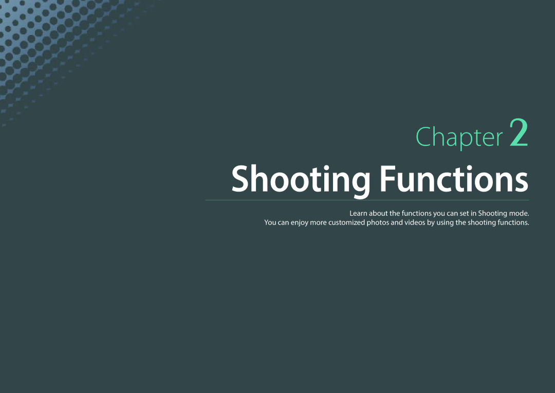 Samsung NX1 user manual Shooting Functions 