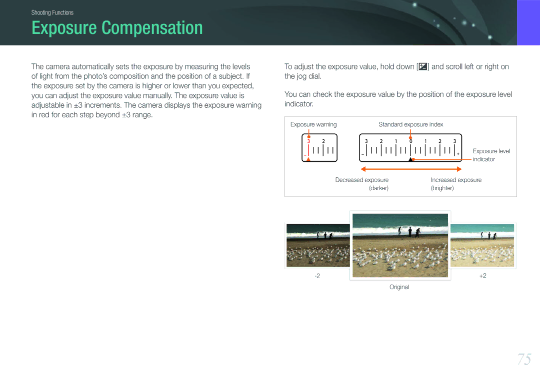 Samsung NX100 user manual Exposure Compensation 