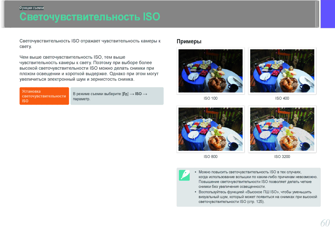 Samsung NX1000 manual Светочувствительность ISO, Примеры 