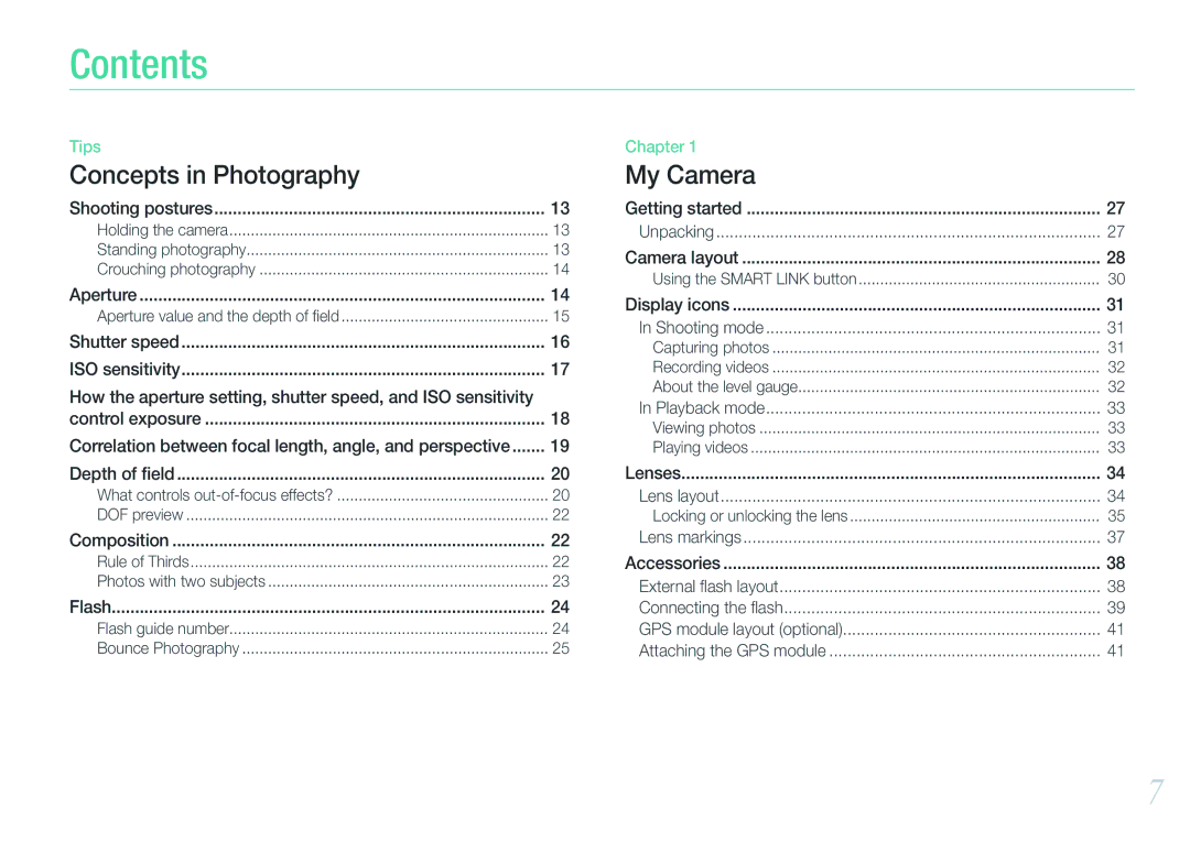 Samsung NX1000 user manual Contents 