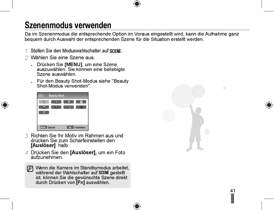 Samsung NX10PRTV04/SUK, NX10RHZA03/SUK, NX10PRTV04/SEG, EV-NX10ZZBABDE, EV-NX10ZZBABUA, EV-NX10ZZBCBDE Szenenmodus verwenden 