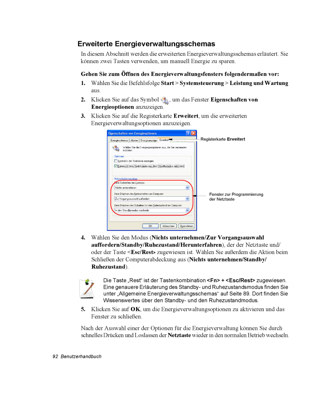 Samsung NX15PRTV01/SCH manual Erweiterte Energieverwaltungsschemas 