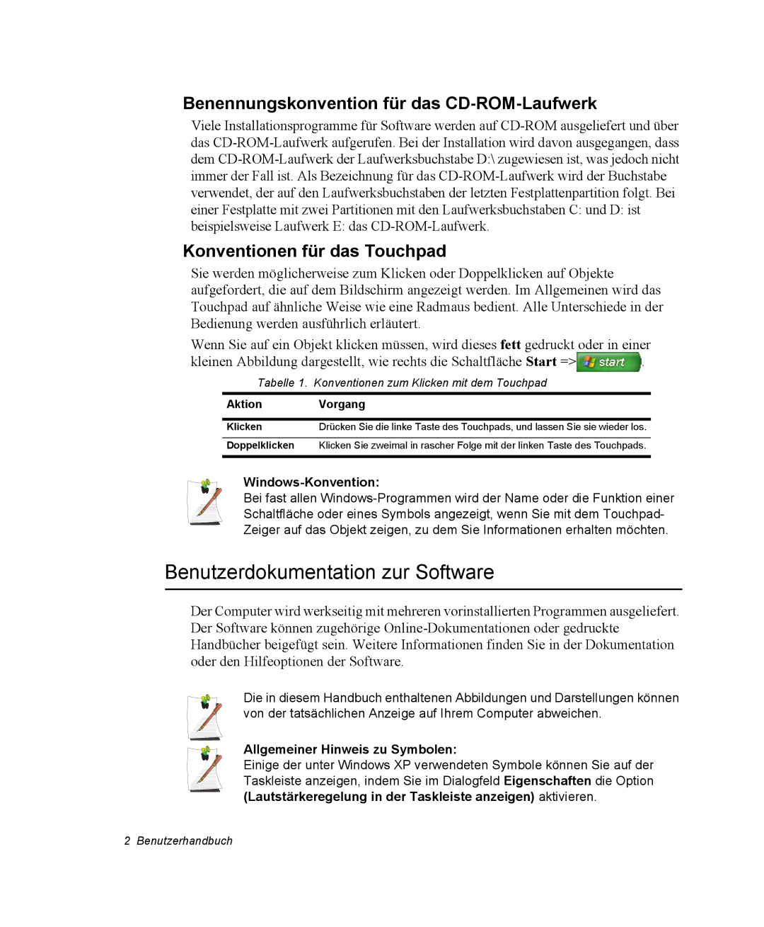 Samsung NX15PRTV01/SCH manual Benutzerdokumentation zur Software, Benennungskonvention für das CD-ROM-Laufwerk 