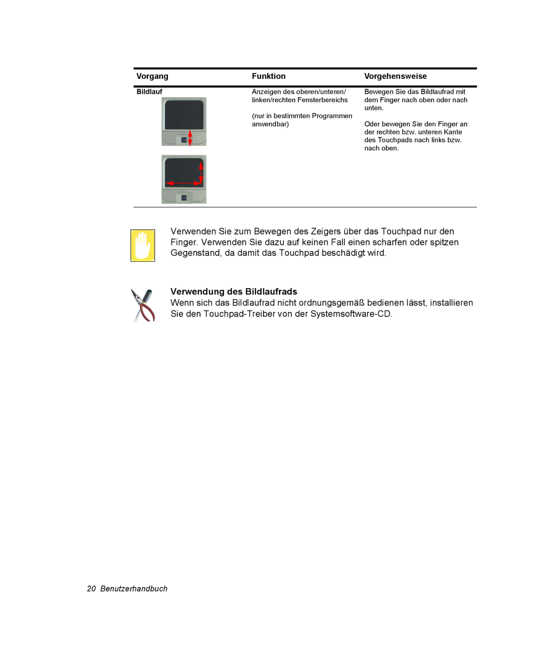 Samsung NX15PRTV01/SCH manual Verwendung des Bildlaufrads 