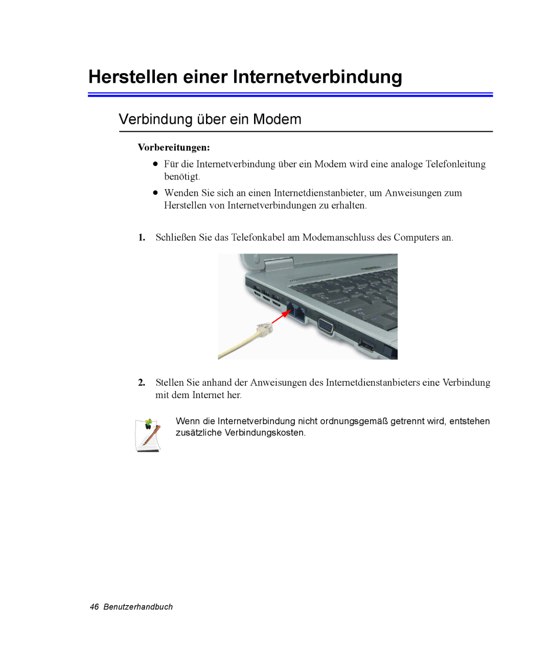 Samsung NX15PRTV01/SCH manual Herstellen einer Internetverbindung, Verbindung über ein Modem, Vorbereitungen 