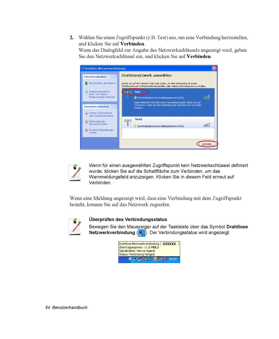 Samsung NX15PRTV01/SCH manual Überprüfen des Verbindungsstatus 