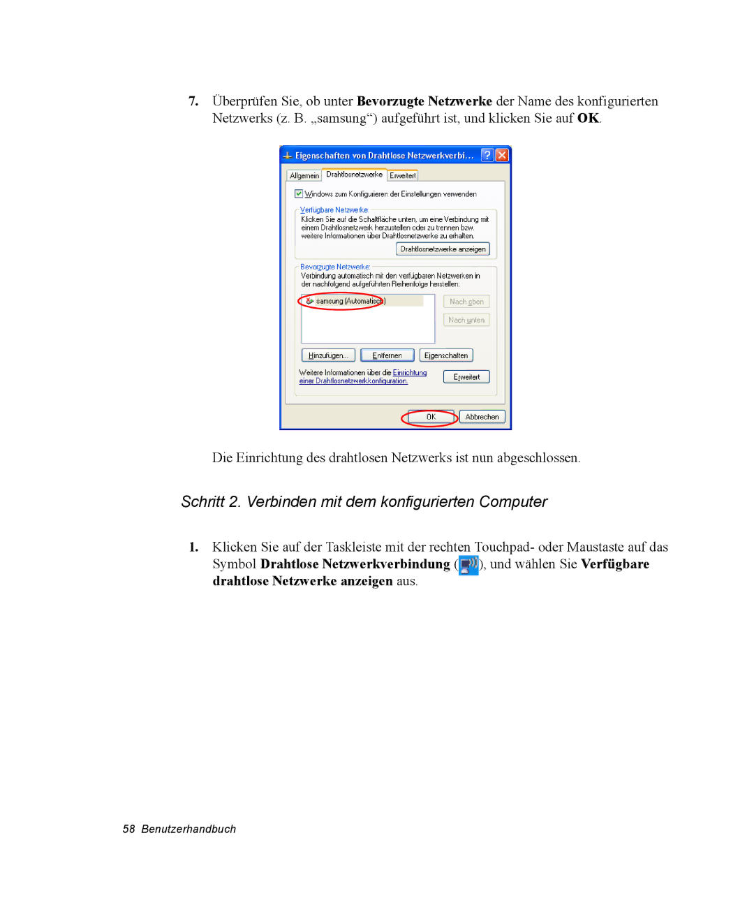 Samsung NX15PRTV01/SCH manual Schritt 2. Verbinden mit dem konfigurierten Computer 