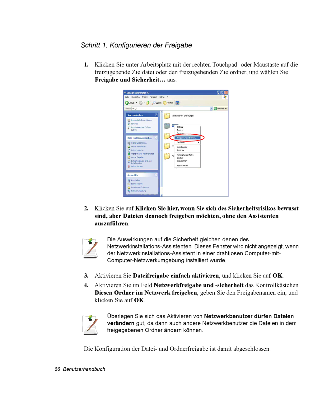 Samsung NX15PRTV01/SCH manual Schritt 1. Konfigurieren der Freigabe 