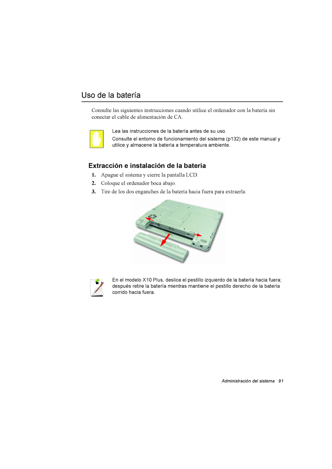 Samsung NX15THDTXC/SES, NX15RV75KX/SES, NX15TVDTVY/SES manual Uso de la batería, Extracción e instalación de la batería 