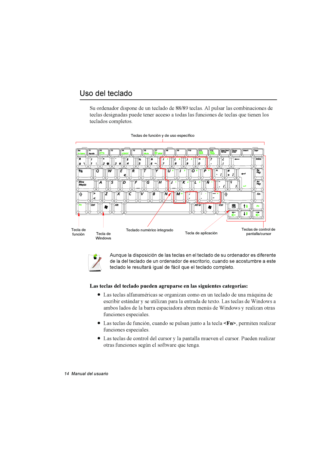 Samsung NX15RV75KX/SES, NX15TVDTVY/SES, NX15THDTXC/SES manual Uso del teclado 