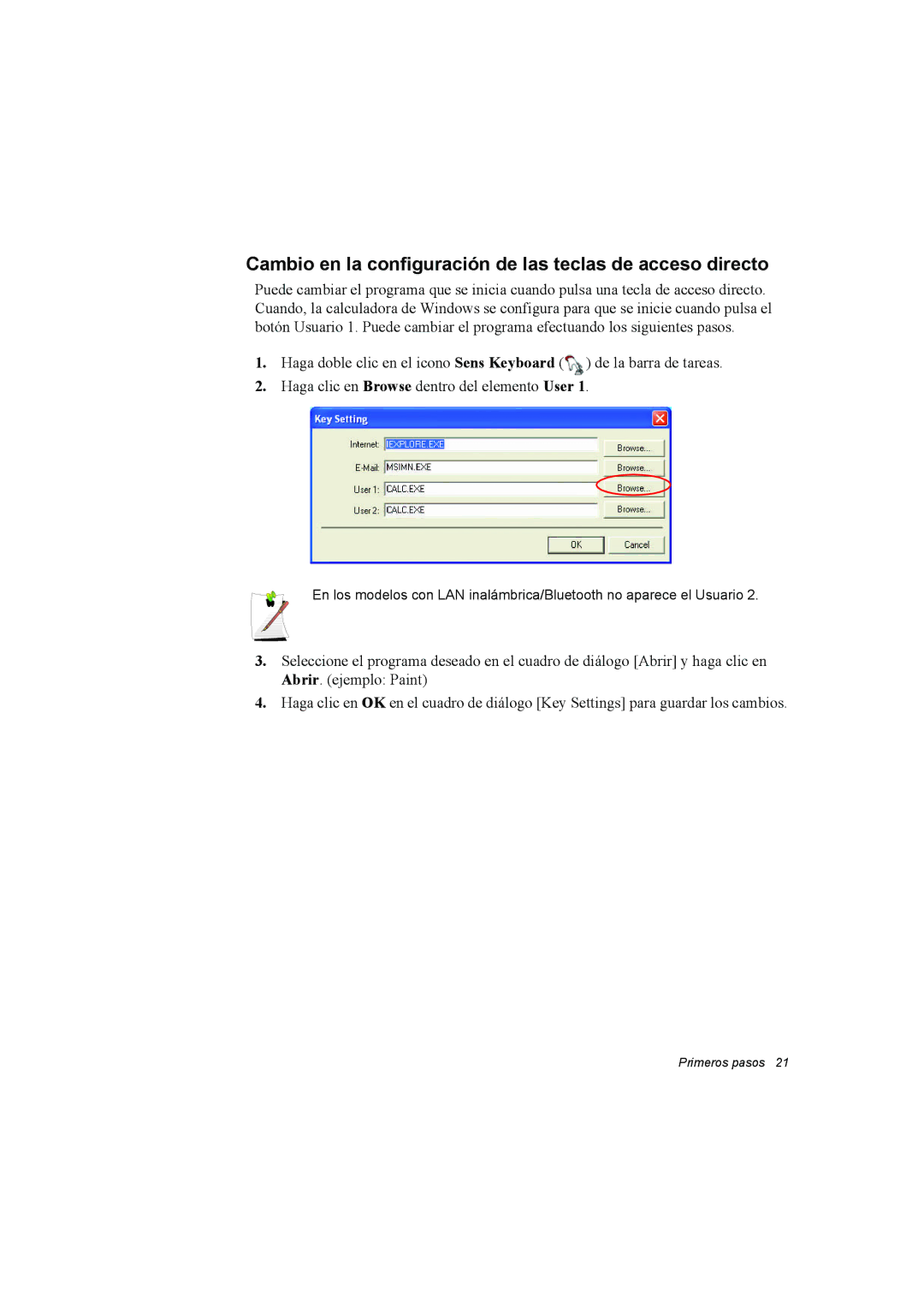 Samsung NX15TVDTVY/SES, NX15RV75KX/SES, NX15THDTXC/SES manual Cambio en la configuración de las teclas de acceso directo 