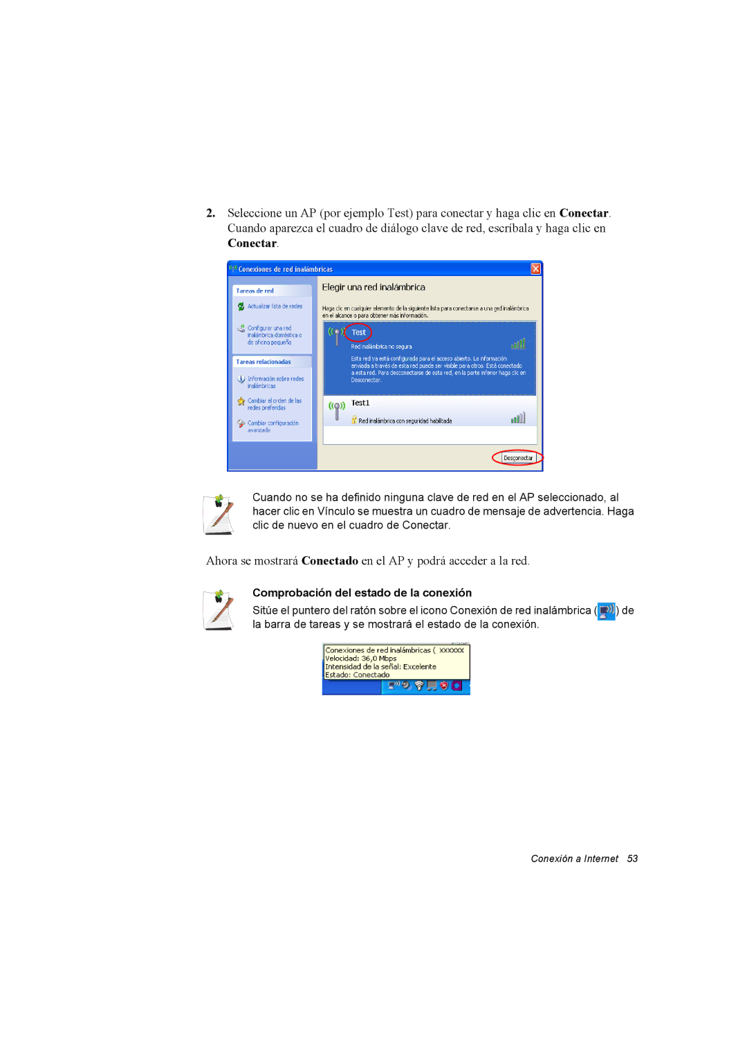 Samsung NX15RV75KX/SES, NX15TVDTVY/SES, NX15THDTXC/SES manual Comprobación del estado de la conexión 