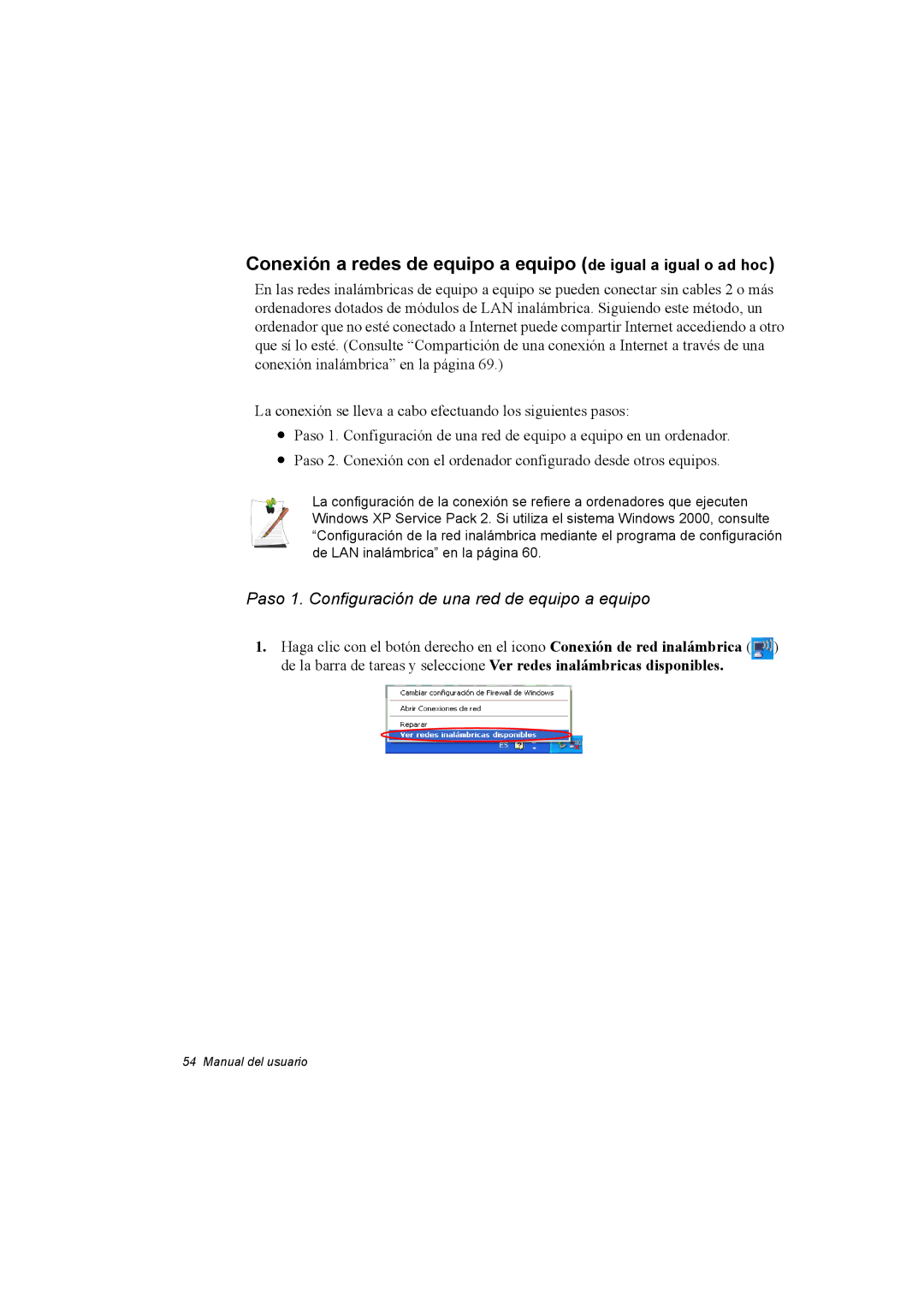 Samsung NX15TVDTVY/SES, NX15RV75KX/SES, NX15THDTXC/SES manual Paso 1. Configuración de una red de equipo a equipo 