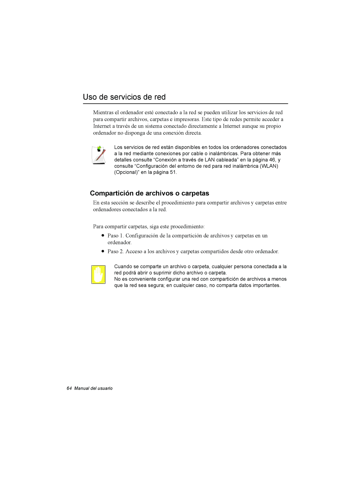 Samsung NX15THDTXC/SES, NX15RV75KX/SES, NX15TVDTVY/SES manual Uso de servicios de red, Compartición de archivos o carpetas 