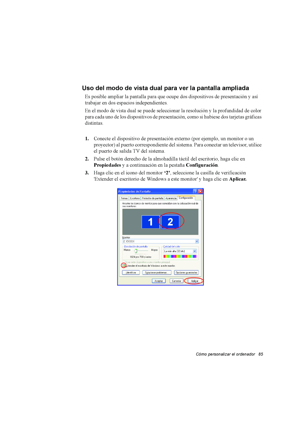 Samsung NX15THDTXC/SES, NX15RV75KX/SES, NX15TVDTVY/SES manual Uso del modo de vista dual para ver la pantalla ampliada 