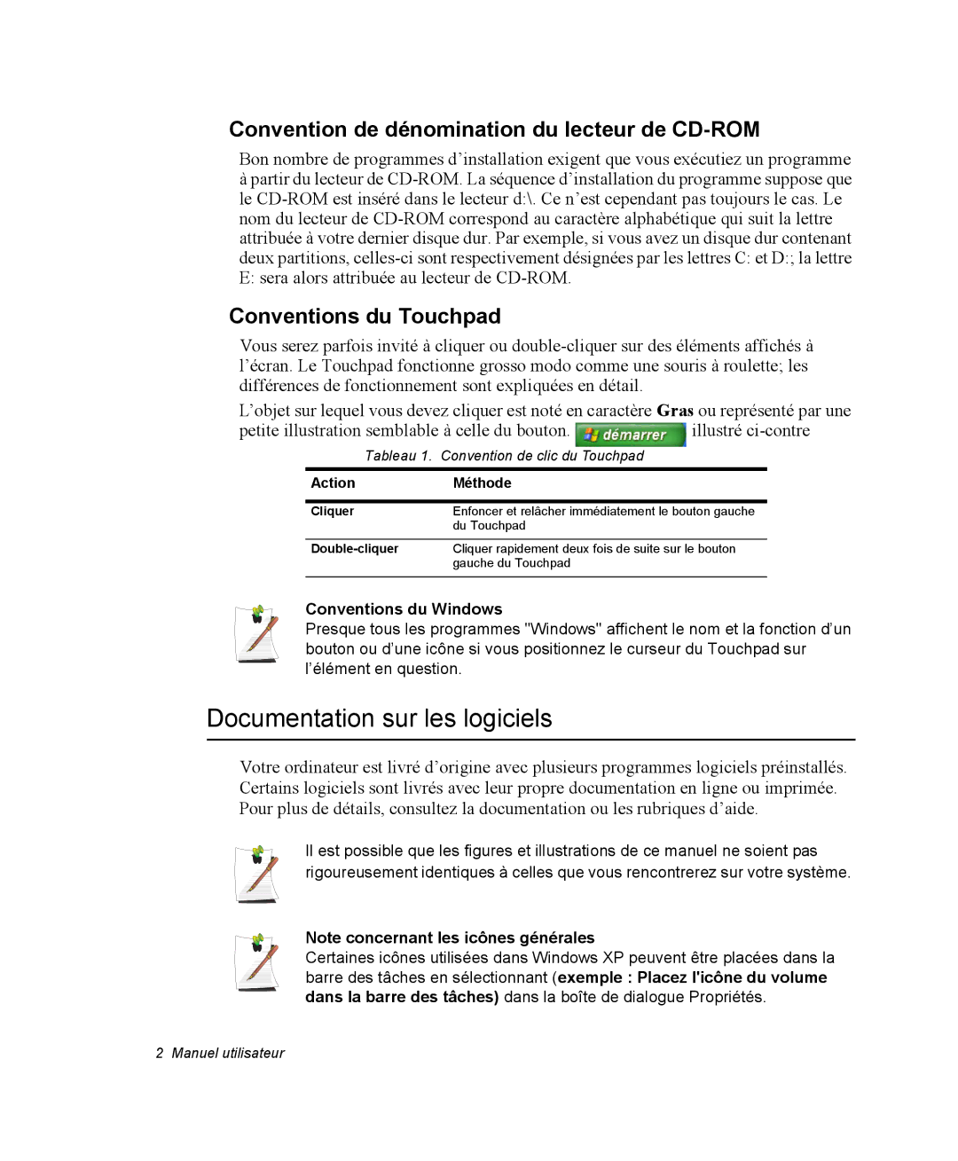 Samsung NX15TPDCRF/SEF, NX15TPHGVQ/SEF Documentation sur les logiciels, Convention de dénomination du lecteur de CD-ROM 