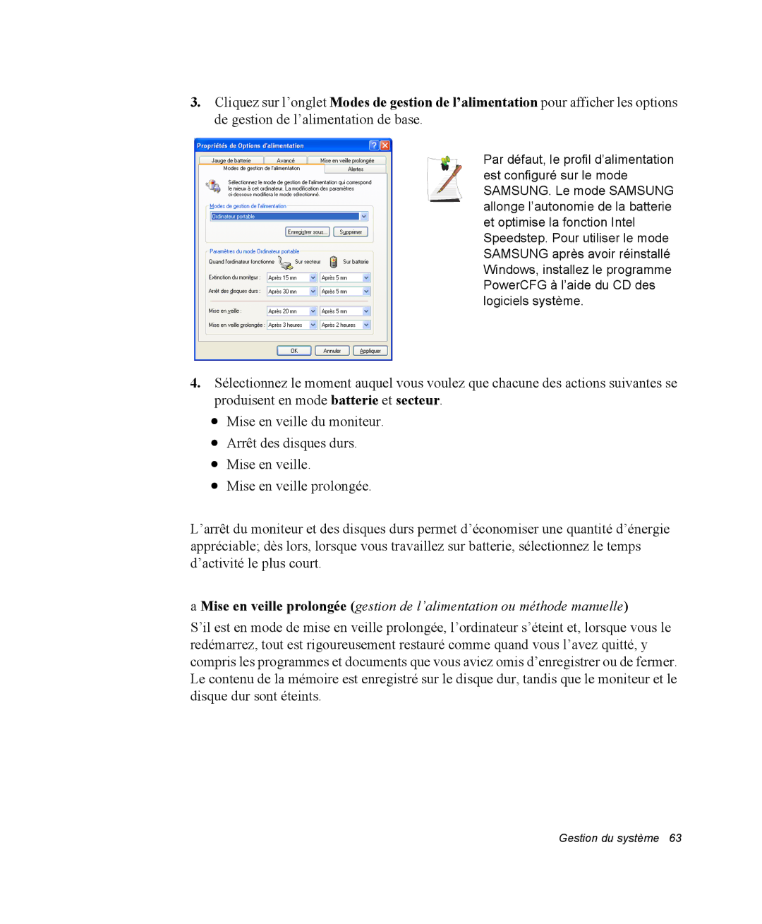 Samsung NX15TPHGVQ/SEF, NX15TPDCRF/SEF, NX15PRT001/SEF, NX15RP1R78/SEF, NX15RP0RCN/SEF, NX15RP0R5L/SEF manual Gestion du système 