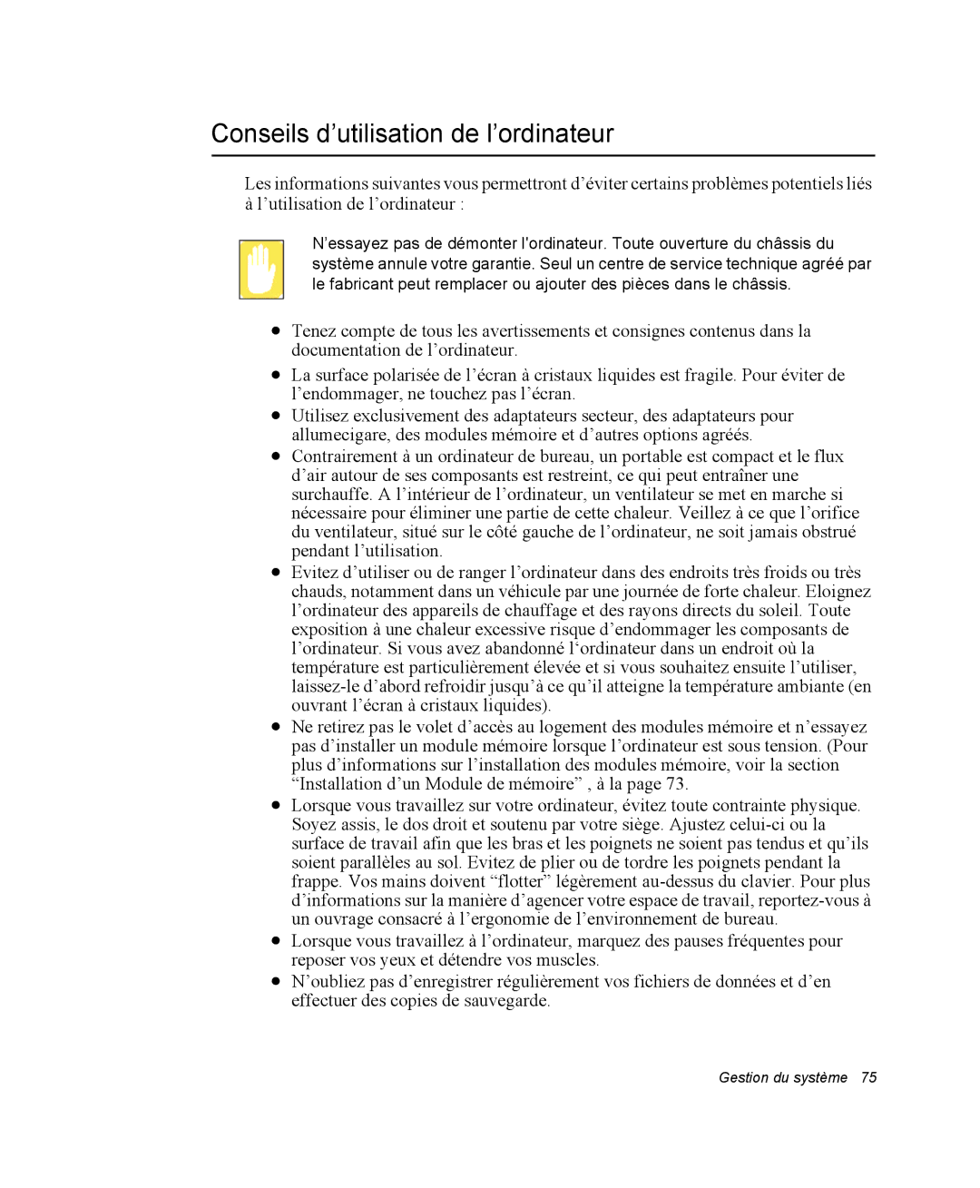 Samsung NX15PRT002/SEF, NX15TPDCRF/SEF, NX15TPHGVQ/SEF, NX15PRT001/SEF, NX15RP1R78/SEF Conseils d’utilisation de l’ordinateur 