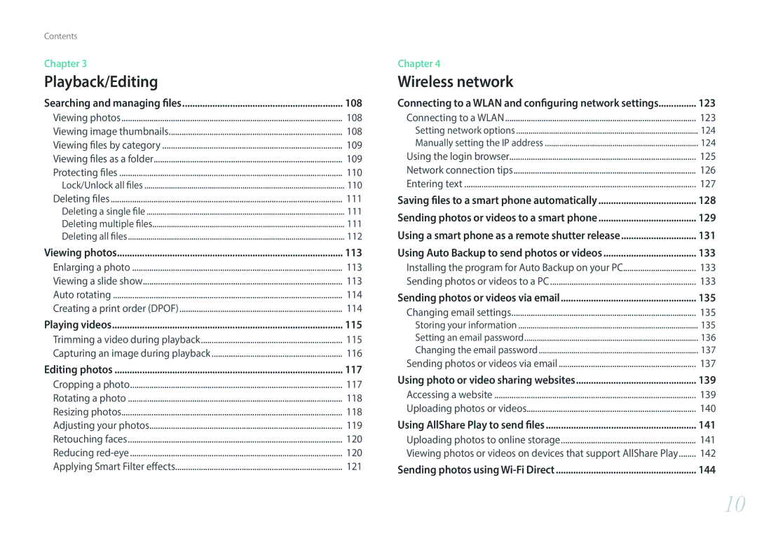 Samsung EV-NX300ZBSVUS, EV-NX300ZBSTUS, EV-NX300ZBQUUS, NX300 (20-50mm) White user manual 109, 110, 111 