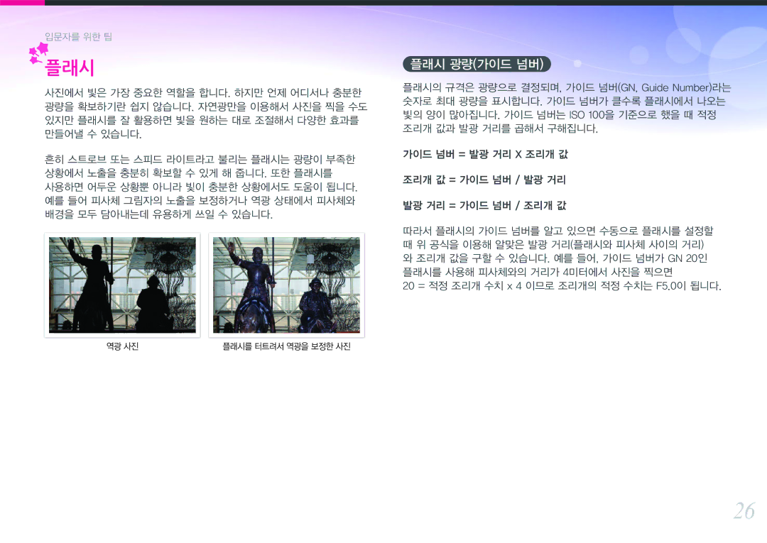 Samsung NX300 manual 플래시 광량가이드 넘버 