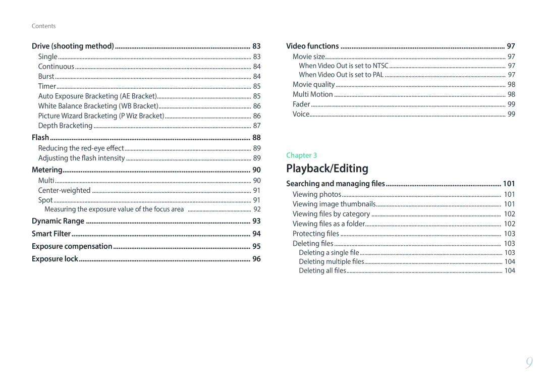 Samsung NX3000 user manual 102, 103 