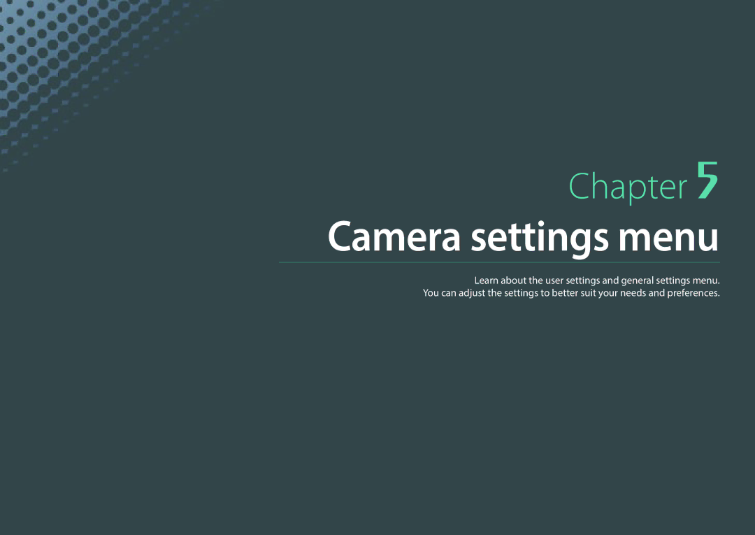 Samsung NX3000 user manual Camera settings menu 