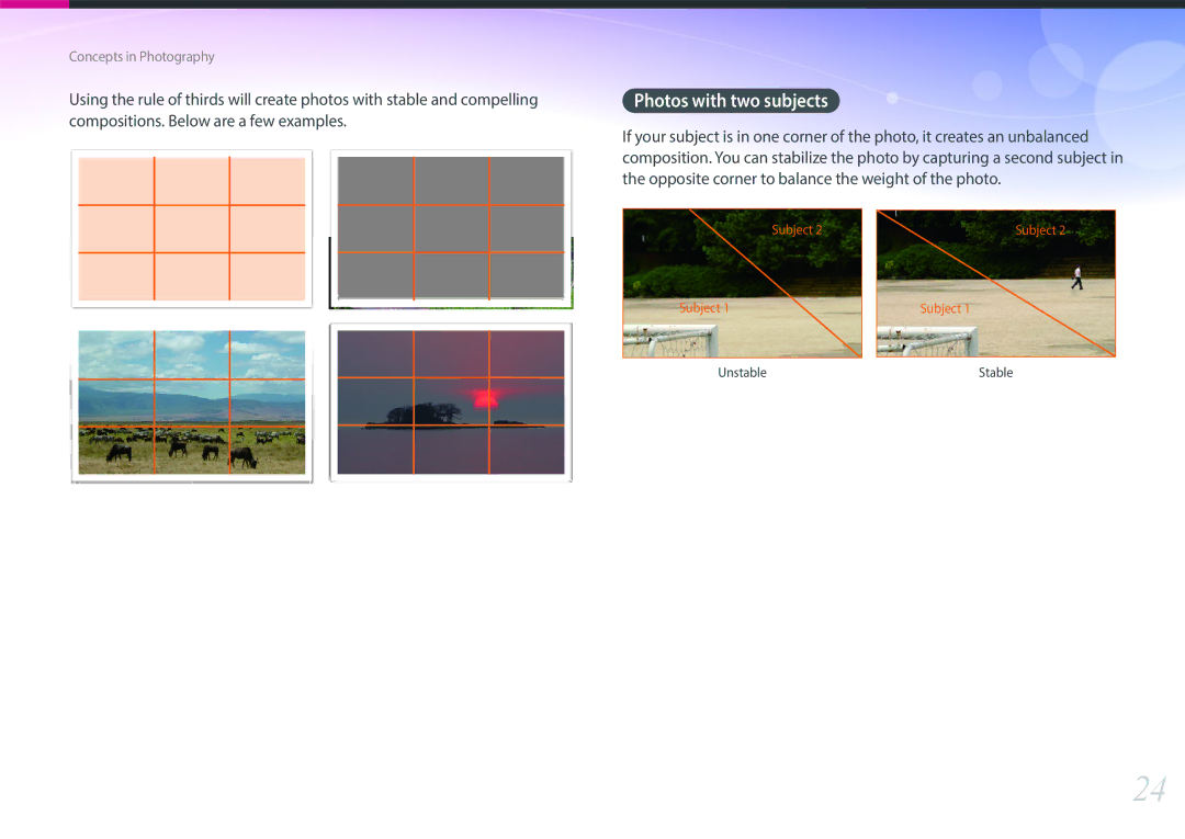 Samsung NX3000 user manual Compositions. Below are a few examples 