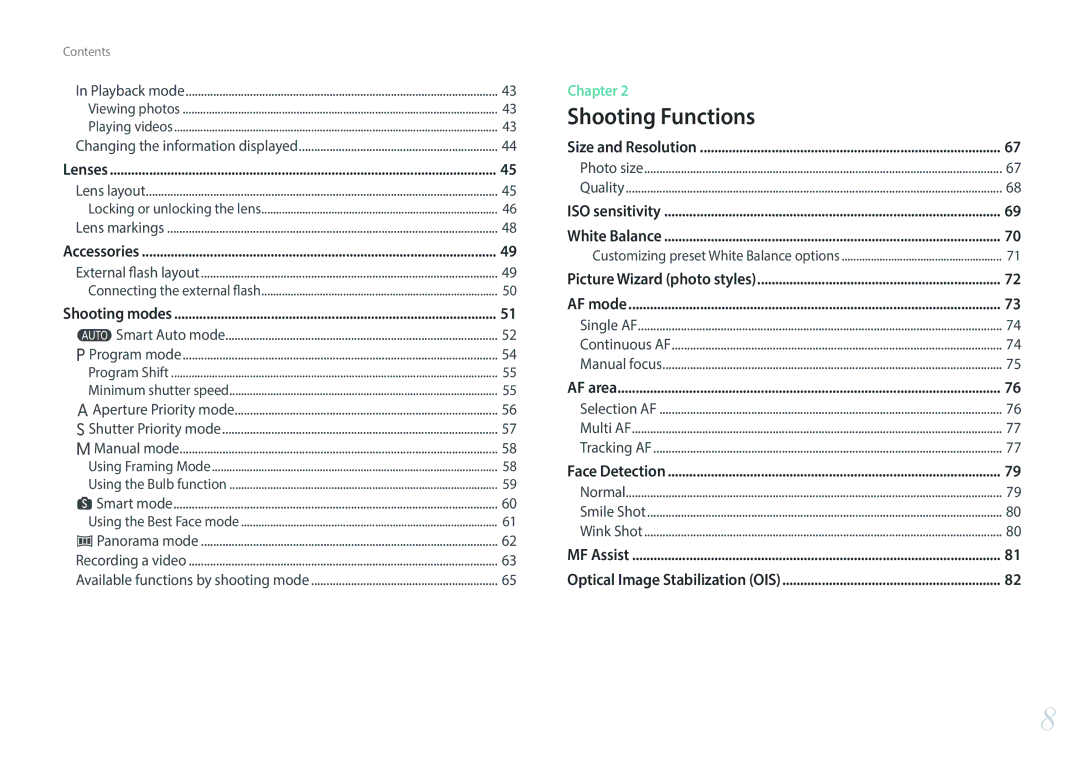 Samsung NX3000 user manual Shooting Functions 