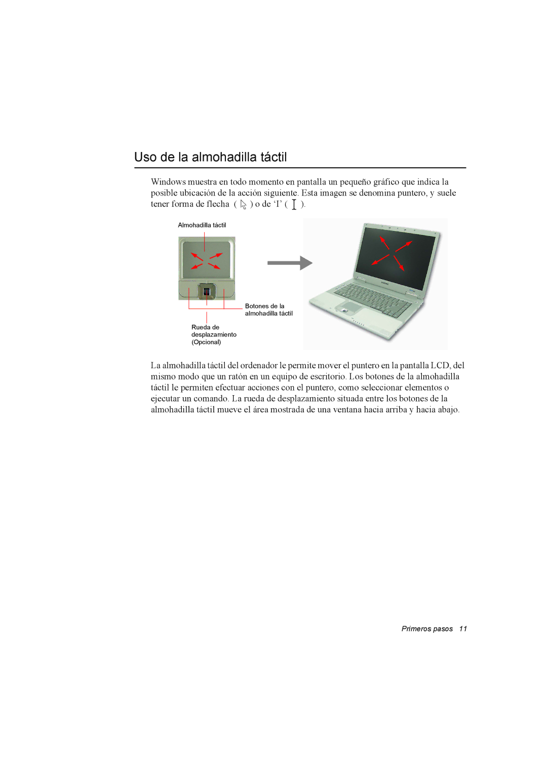 Samsung NX30RH1PDU/SES, NX30PRC001/SES, NX30PRC000/SES manual Uso de la almohadilla táctil 