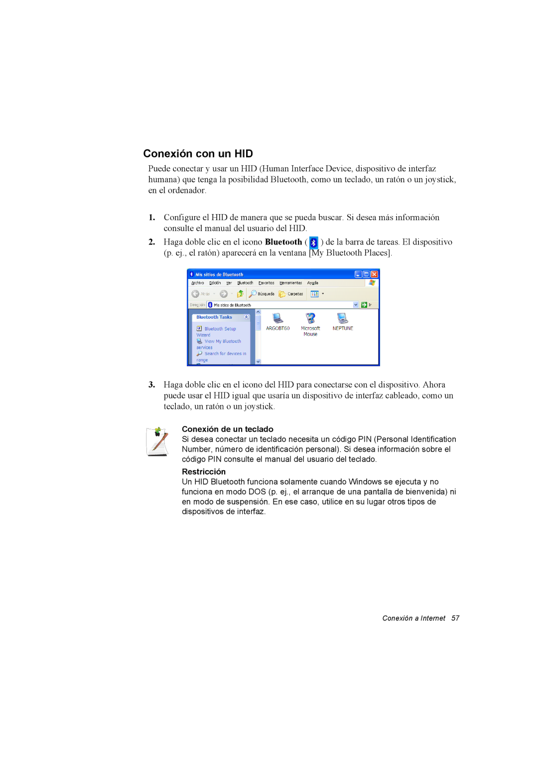 Samsung NX30PRC001/SES, NX30RH1PDU/SES, NX30PRC000/SES manual Conexión con un HID, Conexión de un teclado, Restricción 