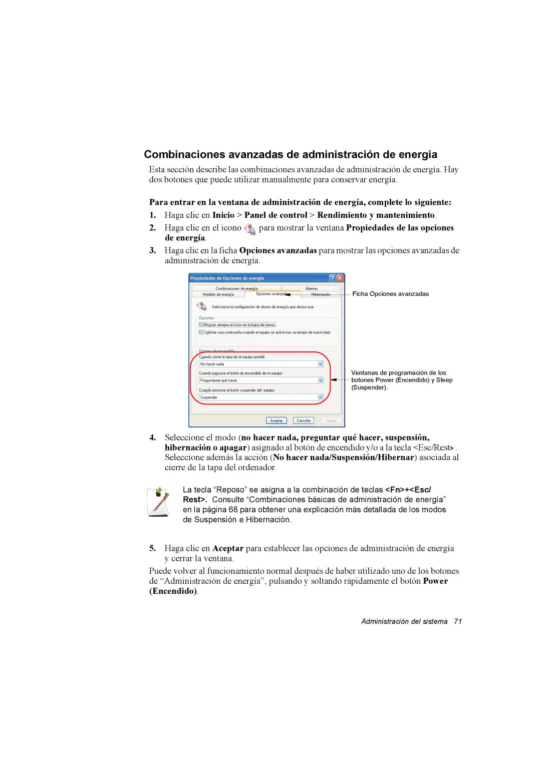 Samsung NX30RH1PDU/SES, NX30PRC001/SES, NX30PRC000/SES manual Combinaciones avanzadas de administración de energía 