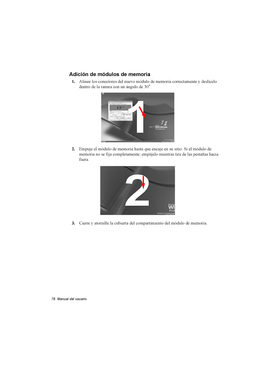 Samsung NX30PRC000/SES, NX30RH1PDU/SES, NX30PRC001/SES manual Adición de módulos de memoria 