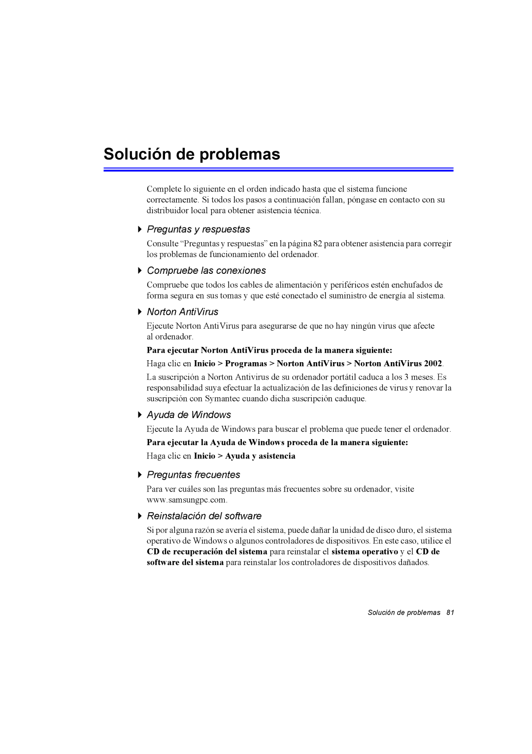 Samsung NX30PRC001/SES, NX30RH1PDU/SES, NX30PRC000/SES manual Solución de problemas 