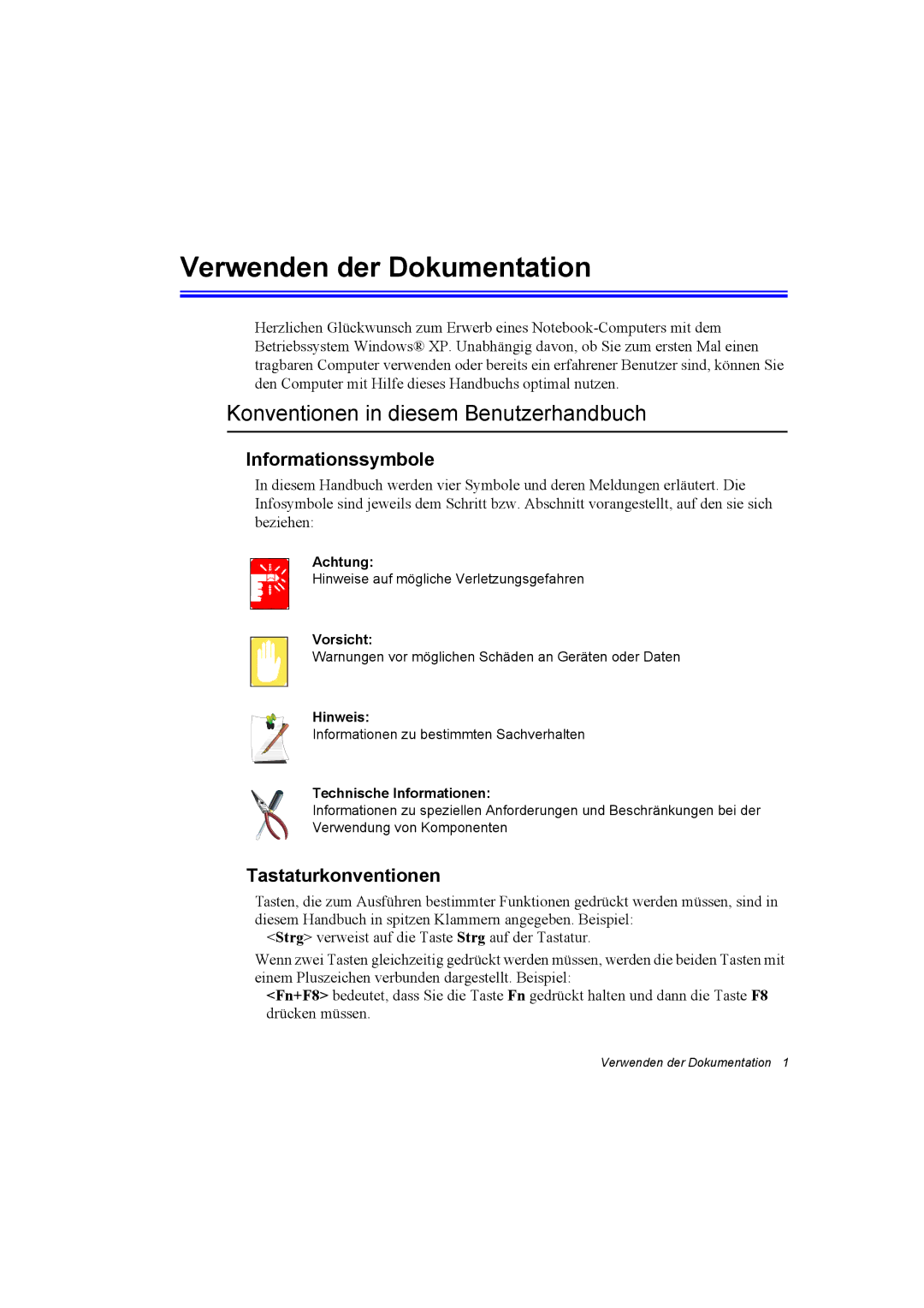 Samsung NX30PRT001/SEG manual Verwenden der Dokumentation, Konventionen in diesem Benutzerhandbuch, Informationssymbole 