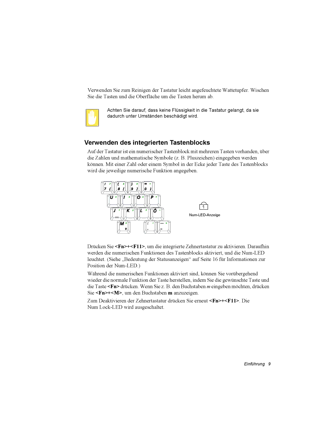 Samsung NX30RP0ZXY/SEG, NX30RP13GW/SEG, NX30TP5CGA/SEG, NX30PRT000/SEG manual Verwenden des integrierten Tastenblocks 