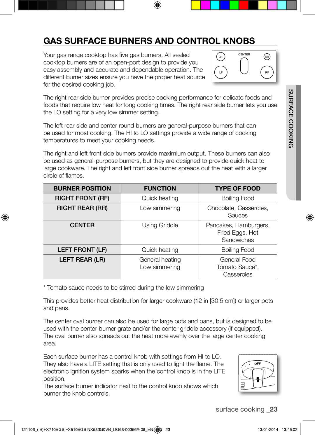 Samsung NX583G0VB user manual Your gas range cooktop has five gas burners. All sealed, Ingukrfas cooce 