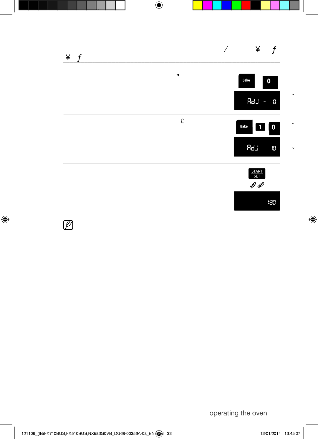 Samsung NX583G0VB user manual Operating the oven 