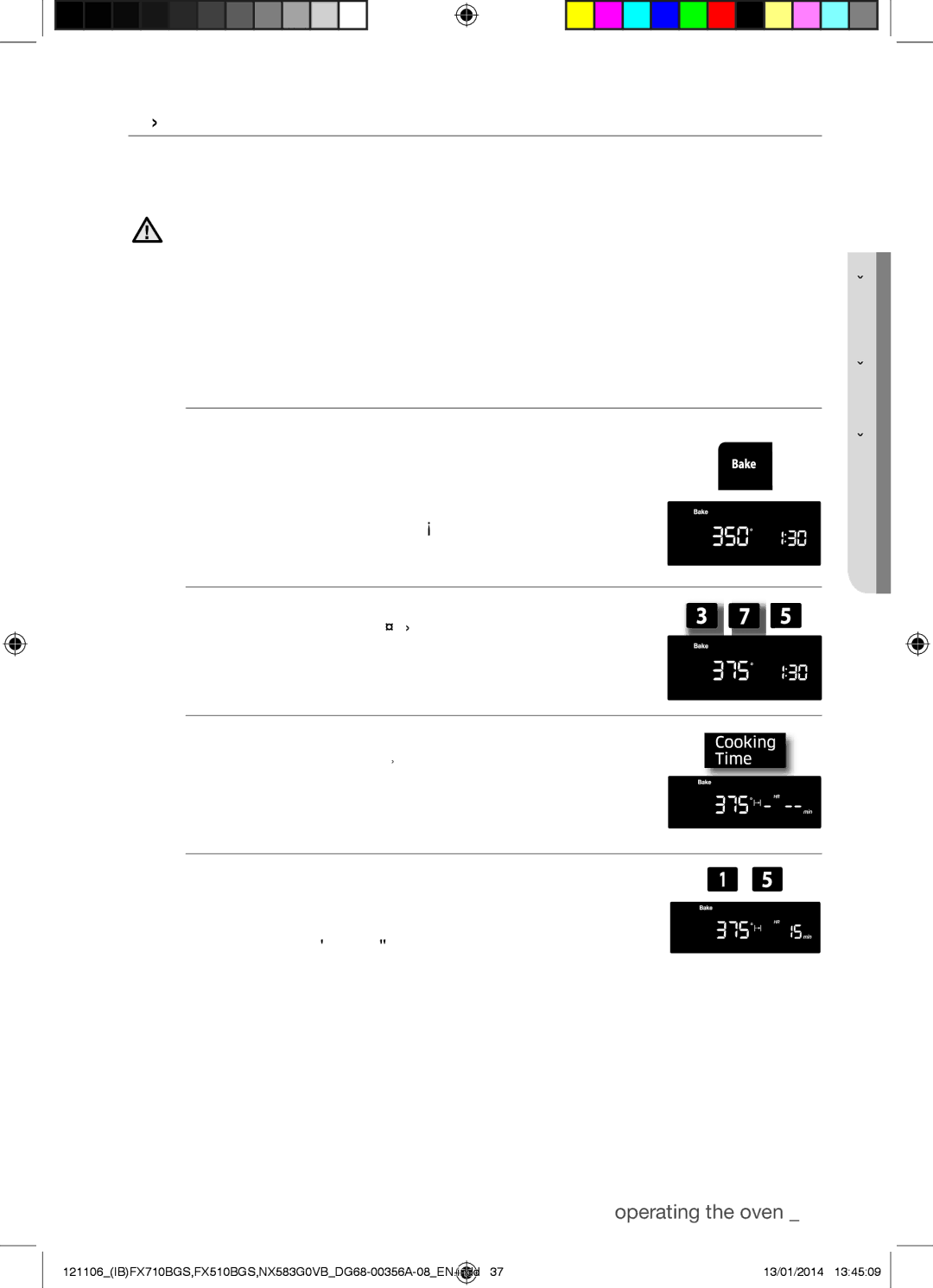 Samsung NX583G0VB user manual Timed Cooking, How to set the oven for timed cooking 